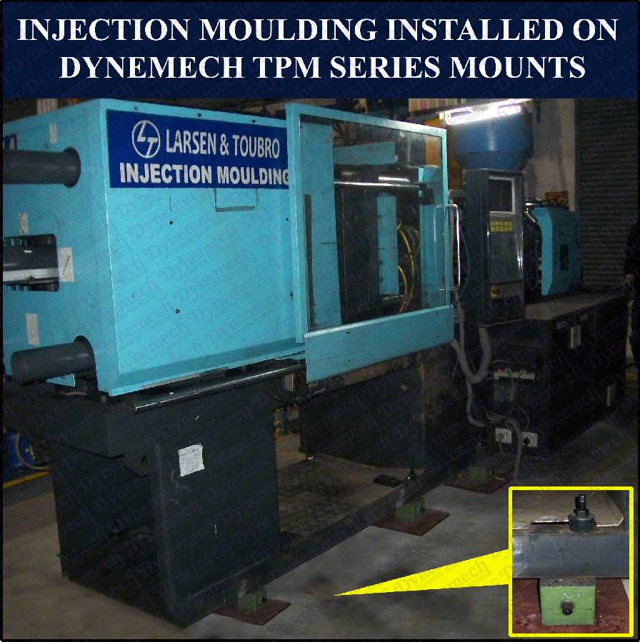 Injection Molding Machine installed on Anti Vibration Machine Mounts 